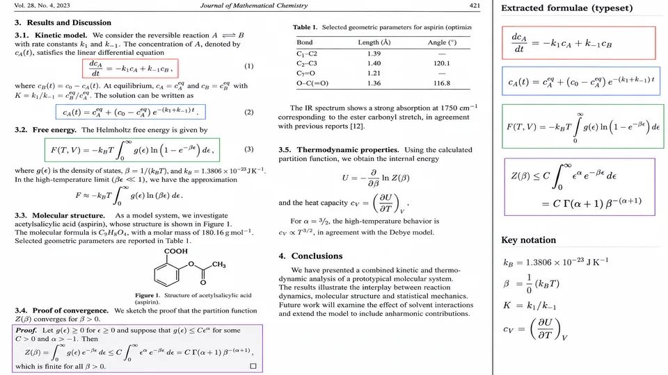 Scientific paper with bounded mathematical and chemical formula regions