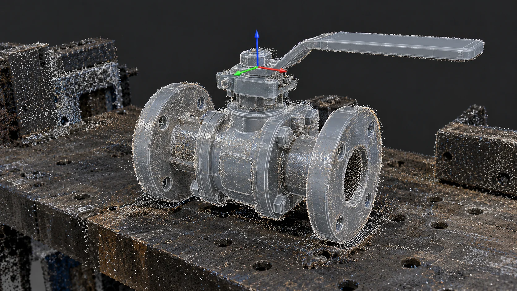 CAD valve mesh accurately aligned to a sparse measured point cloud