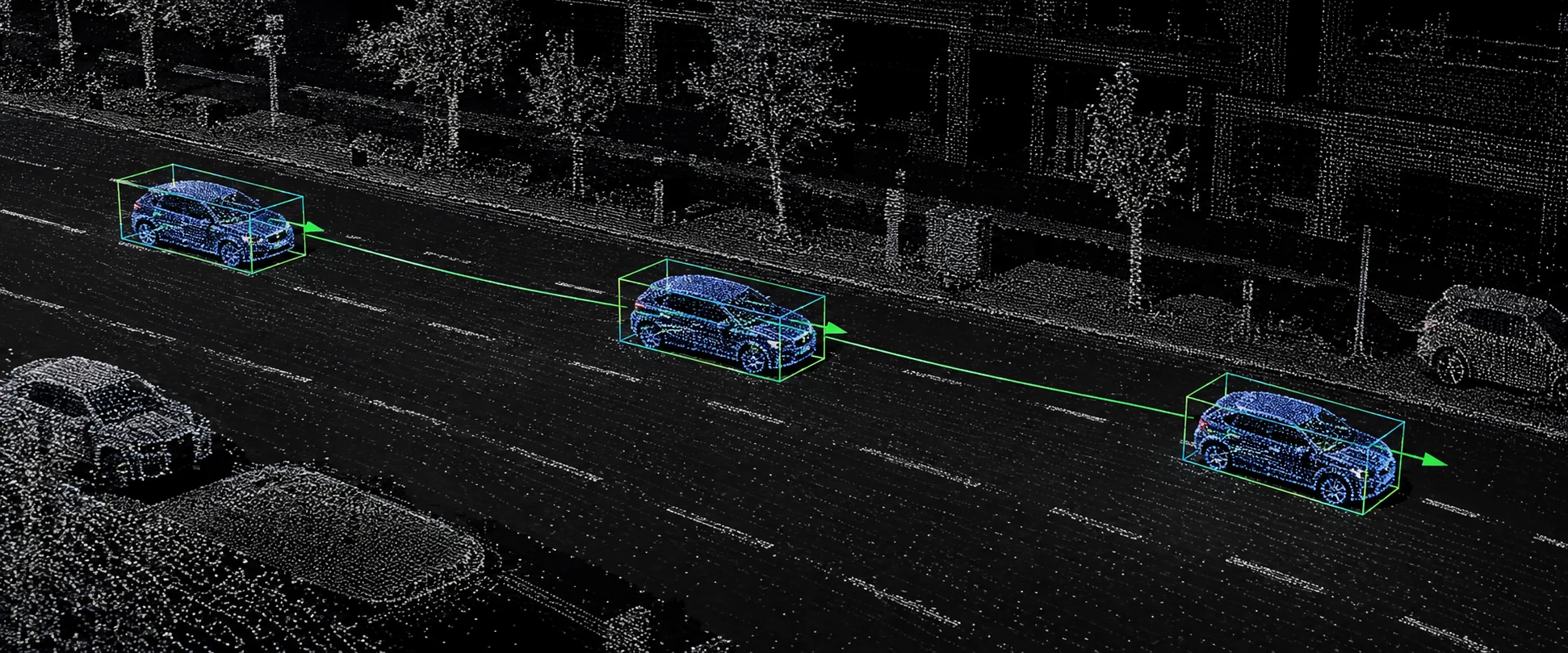 Vehicle cuboid tracked coherently through sequential LiDAR sweeps